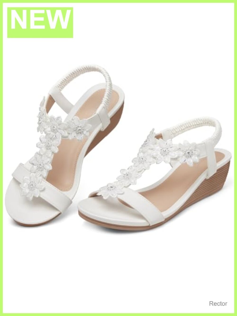 SHIBEVER Dressy Wedge Sandals Comfortable Low Heel Wedding Shoes